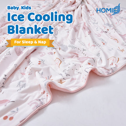 HOMIE Baby Kids Ice Cooling Blanket / Ultra Soft Breathable Summer Silky Blankets for sleep & nap