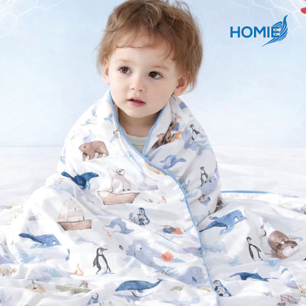 HOMIE Baby Kids Ice Cooling Blanket / Ultra Soft Breathable Summer Silky Blankets for sleep & nap