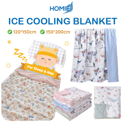 HOMIE Baby Kids Ice Cooling Blanket / Ultra Soft Breathable Summer Silky Blankets for sleep & nap