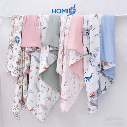 HOMIE Baby Kids Ice Cooling Blanket / Ultra Soft Breathable Summer Silky Blankets for sleep & nap