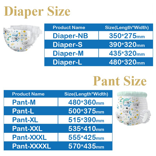 Bundle of 4packs HOMIE PREMIUM Super Absorbent Core Baby DIAPER/PANT/12H Protection/Soft & Breathable