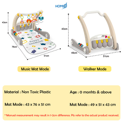 2-in-1 Piano Play Walker & Music Mat