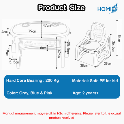 Kindergarten Kids Furniture Adjustable Study Desk and Chair Set