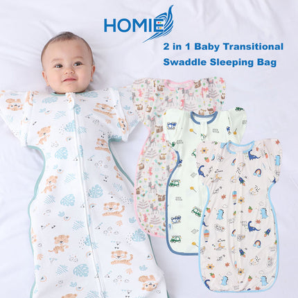 (B) 2 in 1 Transitional Swaddle Cotton & Bamboo Material