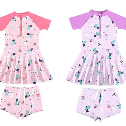 Kids' One-Piece Swimsuit Set with Cap