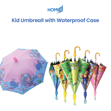 Vinyl sunscreen rain and shine portable Kid Umbrella (Free Waterproof Case)