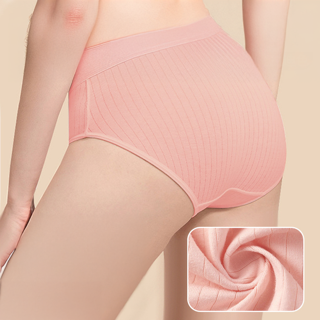 🌸🌸 Disposable Cotton Women’s Underwear – Striped Pink | Breathable, No-Wash, Large Size (M–XL) | 5pcs Set