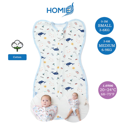 ARMS UP SWADDLE AND SLEEPING BAG organic bamboo cotton infant sleep sack (Small and Medium Only)