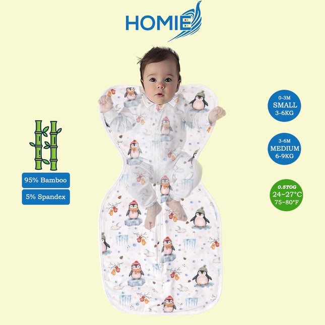 ARMS UP SWADDLE AND SLEEPING BAG organic bamboo cotton infant sleep sack (Small and Medium Only)