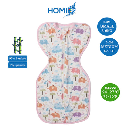 Baby Bamboo Swaddle and Sleeping Bag - Arms Up Position Baby Sleepsack 0-3M/3-6M
