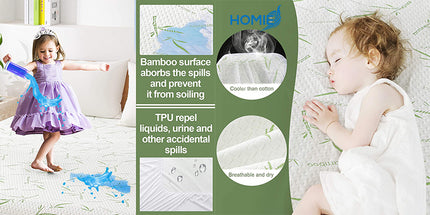 (60x120cm)Bamboo Waterproof Mattress Protector