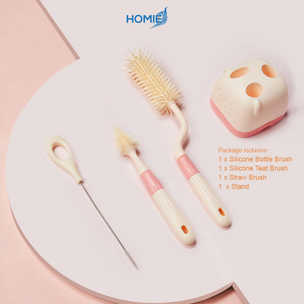 Baby Bottle Cleaner Brushes Silicone 360 Degree Rotation Long Handle Baby Milk Bottle Nipple Cup Clean Cleaning Brush