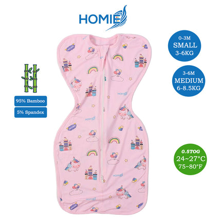 Baby Bamboo Swaddle and Sleeping Bag - Arms Up Position Baby Sleepsack 0-3M/3-6M