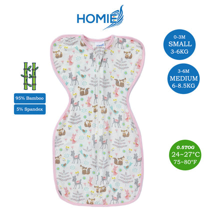 Baby Bamboo Swaddle and Sleeping Bag - Arms Up Position Baby Sleepsack 0-3M/3-6M