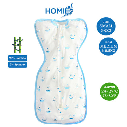 Baby Bamboo Swaddle and Sleeping Bag - Arms Up Position Baby Sleepsack 0-3M/3-6M