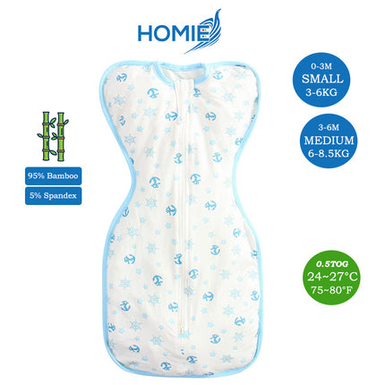 Baby Bamboo Swaddle and Sleeping Bag - Arms Up Position Baby Sleepsack 0-3M/3-6M