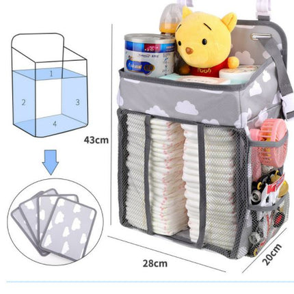 Portable Folding Baby Diaper Organizer Holder Multi Function Infant Nursing Nappy Storage Hanging Bag