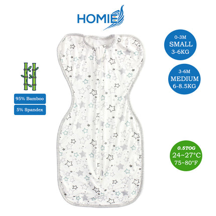 Baby Bamboo Swaddle and Sleeping Bag - Arms Up Position Baby Sleepsack 0-3M/3-6M