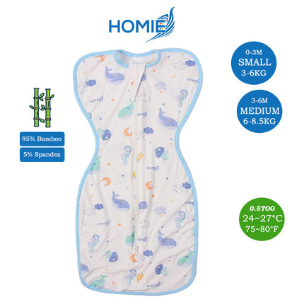 Baby Bamboo Swaddle and Sleeping Bag - Arms Up Position Baby Sleepsack 0-3M/3-6M