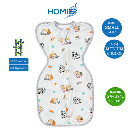 Baby Bamboo Swaddle and Sleeping Bag - Arms Up Position Baby Sleepsack 0-3M/3-6M