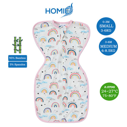 Baby Bamboo Swaddle and Sleeping Bag - Arms Up Position Baby Sleepsack 0-3M/3-6M