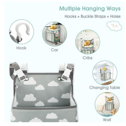 Portable Folding Baby Diaper Organizer Holder Multi Function Infant Nursing Nappy Storage Hanging Bag