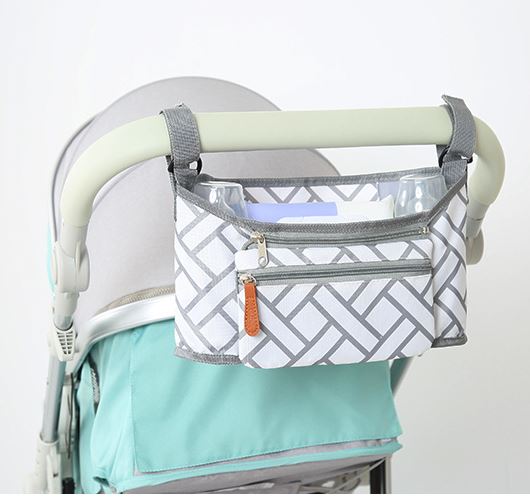 Universal Baby Stroller Organizer Insulated Cup Holder Detachable Zippered Pocket Adjustable Shoulder Strap Large