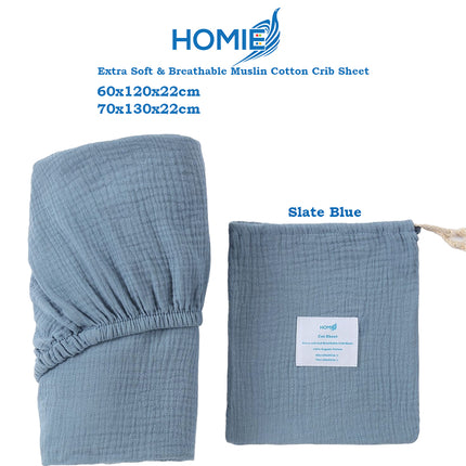 [HOMIE Muslin Cotton Crib Sheet / 100% Organic Cotton Soft and Breathable/Fitted Sheet/Cot Sheet