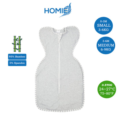 Baby Bamboo Swaddle and Sleeping Bag - Arms Up Position Baby Sleepsack 0-3M/3-6M