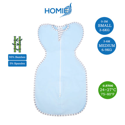 Baby Bamboo Swaddle and Sleeping Bag - Arms Up Position Baby Sleepsack 0-3M/3-6M